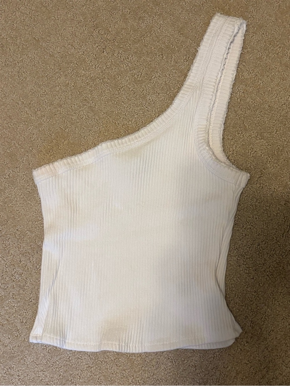 Urban Outfitters One-Shoulder Ribbed White Tank
